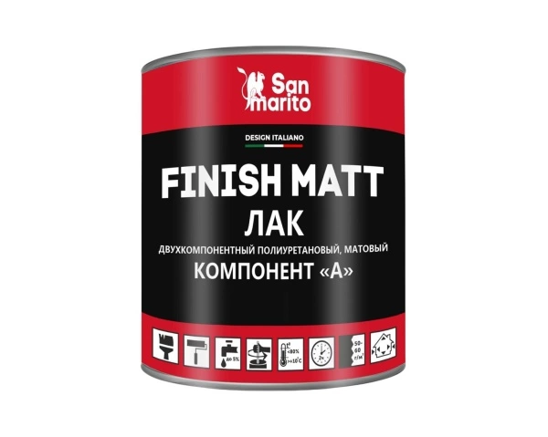 Лак San Marito Finish matt Z226NL01 двухкомпонентный полиуретановый матовый лак (1 л + 0,1 кг), шт