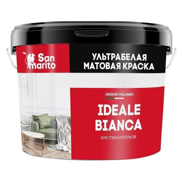 Краска San Marito Ideale Bianca Z113NN09 ультрабелая матовая для стен и потолков (0,9 л), шт
